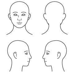 顔　前後左右　白黒