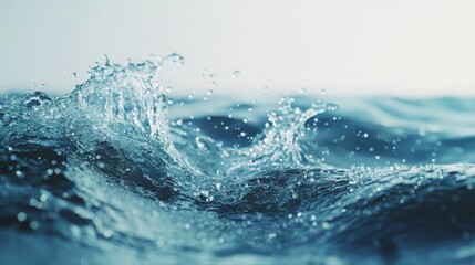 flowing water wave, suspended liquid droplets, transparent fluid dynamics, pure aqua splash, pristine clarity, clean minimalist background, ultra-detailed water physics