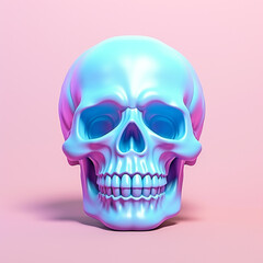 Obraz premium Pastel neon blue and pink skull