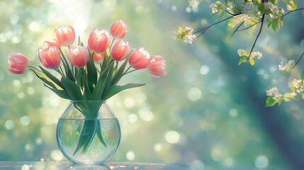 bouquet of tulips in a vase
