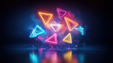 Naklejka premium Vibrant Neon Shapes in 3D Design