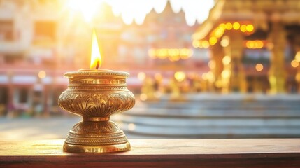 Golden Candle Light at Temple