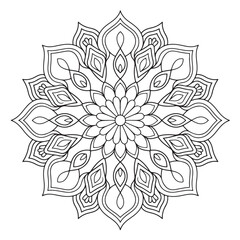 Fototapeta premium Flower-style mandala art line art in black