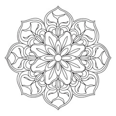 Fototapeta premium Flower-style mandala art line art in black