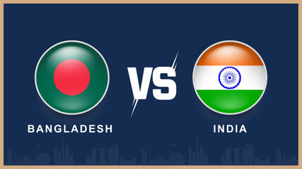 banagladesh vs India flag, with uae building skyline use for ICC Champions Trophy 2025  template banner design