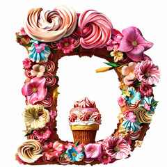 Letter D Cup Cake design using icing and beauty with tasty 