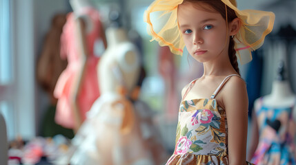 portrait of a little child with her future ambition 