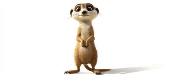 A cartoon meerkat standing on two legs, white background