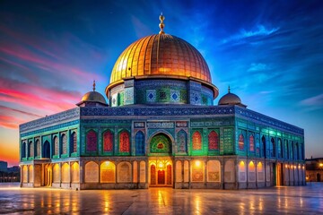 Obraz premium Majestic Al-Aqsa Mosque Silhouette, Jerusalem