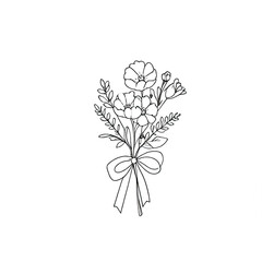 Minimalist line art of a bouquet, perfect for logos.