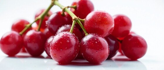 Ripe Red Wet Grapes Isolated, High Definition, Food Photography, Close-up, Juicy, Fresh, Delicious, Vibrant,  Close-up, Macro, Food Photography, Still Life, Fruit, Grapes, Red Grapes, 