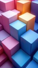 Obraz premium A vibrant arrangement of colorful 3D blocks creating a visually appealing pattern.