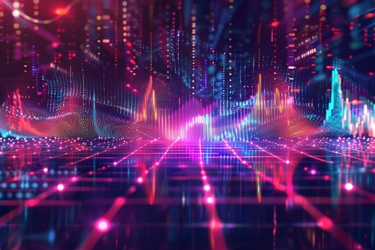 colorful Audio waveform modern conceptual hi tech, mechanical technology background ,represent digital