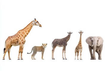 Obraz premium giraffes, elephants and leopards, beautiful animals. World Wildlife day.