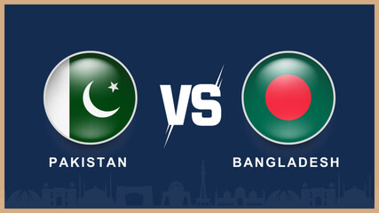 pakistan vs bangladesh flag, pakistan building skyline use for ICC Champions Trophy 2025  template banner design