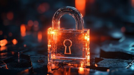 Glowing padlock symbolizing security in digital world