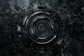 Template for science and hi tech, mechanical technology presentation. Plexus style background.