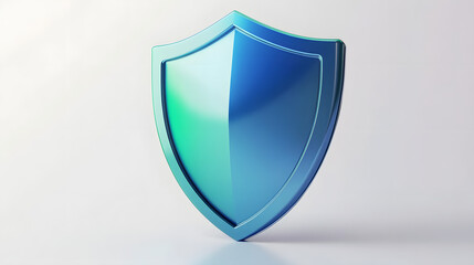 Shield depicting protection. shield 3d icon. Protection, defense and security concept symbol: blue and yellow shield on isolated on white background