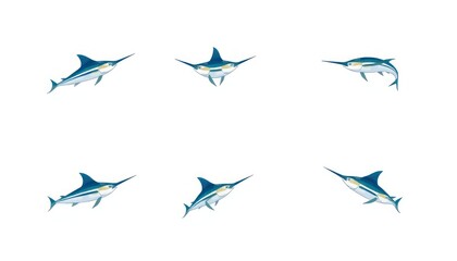 Obraz premium icon set marlin blue fish - vector set of marlin fish