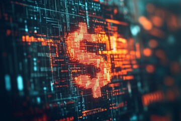 Fototapeta premium Icon representing financial technology on a conceptual fintech backdrop