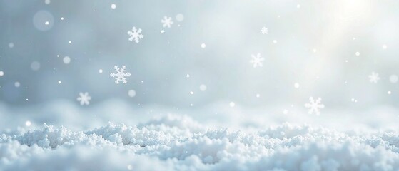 Falling Snowflakes on White Background - Winter Wonderland