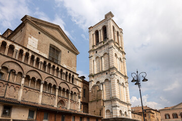 Fototapeta premium Bell tower of San Giorgio's cathedral, Ferrara, Italy