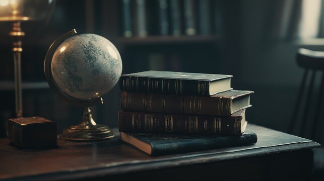 educational technology meets tradition, layered book collection, sleek electronic device, atmospheric lighting, vintage book textures, soft focus background, minimalist photography style