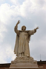 Statue of Girolamo Savonarola in Ferrara in Emilia-Romagna. Italy