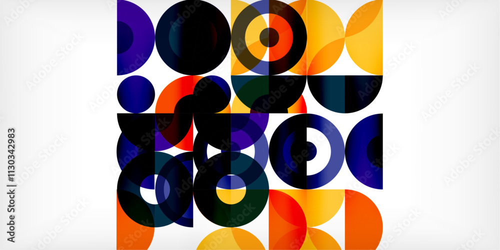 Poster Minimal geometric abstract background. Circle square and triangle design. Trendy techno business template for wallpaper, banner, background or landing
