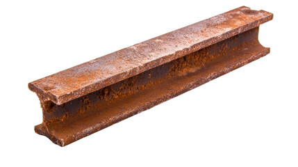 Weathered Steel Beam Displayed on a Solid Black Background, Close-Up View