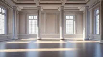 Fototapeta premium empty room with three pillars and a high ceiling