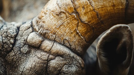 Fototapeta premium Close-Up of Intricate Textures on a Large Animal Horn Surface