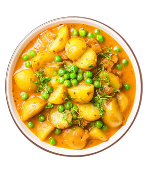High-Quality PNG Aloo mutter curry Isolated on White Background &ndash; High Resolution