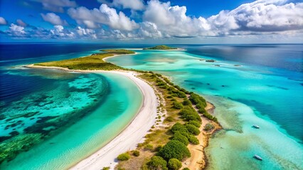 Cayo de Agua Beach Los Roques Aerial Drone Shot: Stunning Venezuela Landscape