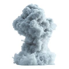 Dramatic Smoke Plume Grey Cloud Burst 3D Render Isolated Background