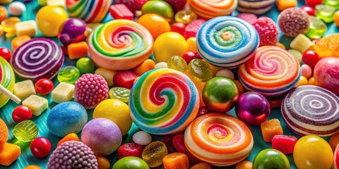 Fototapeta premium Colorful Candy Explosion: Minimalist Sweet Treats Photography