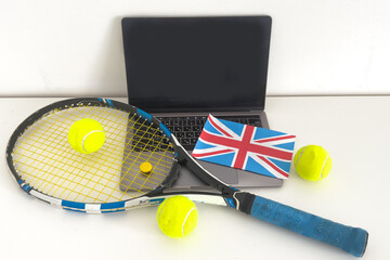  tennis racket and flag of Great Britain