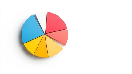 Fototapeta premium Colorful Pie Chart on a White Background Representing Data Segmentation and Analysis in a Creative and Artistic Design for Business Presentation