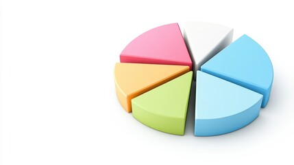 Fototapeta premium Colorful Pie Chart Segments on White Background for Visualization, Data Analysis, Presentation, and Business Graphics Representation