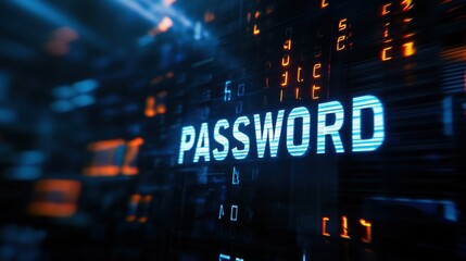 Obraz premium Text PASSWORD on a display screen digital technology lock, privacy network cyber protection