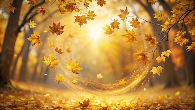 Autumnal Leaves Dancing in a Golden Forest Whirl