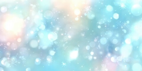 Obraz premium Ethereal Light Blue Background with Blurred White Snowflakes Creating a Dreamy Winter Wonderland Atmosphere