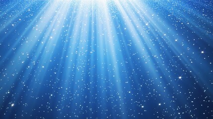Blue Glitter Particles Falling in Rays of Light