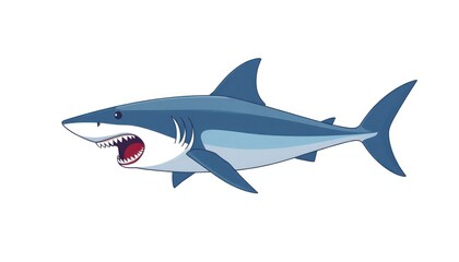 Fototapeta premium Shark In The Sea Vector - Fierce and Fearless Shark Illustration - Evoke The Raw Power And Danger Associated With These Apex Ocean Predators.