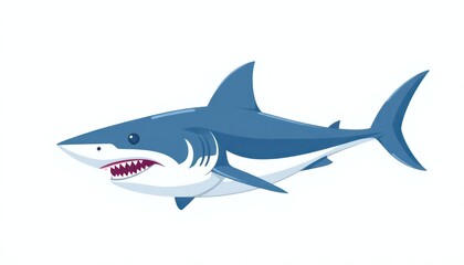 Fototapeta premium Shark In The Sea Vector - Fierce and Fearless Shark Illustration - Evoke The Raw Power And Danger Associated With These Apex Ocean Predators.