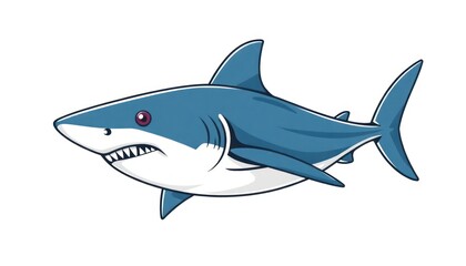 Obraz premium Shark In The Sea Vector - Fierce and Fearless Shark Illustration - Evoke The Raw Power And Danger Associated With These Apex Ocean Predators.