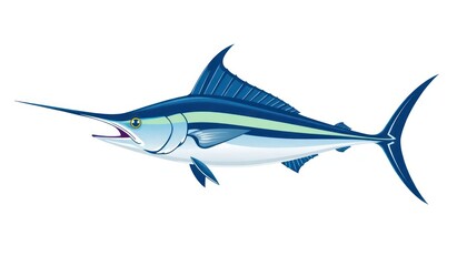 Obraz premium Majestic Marlin Illustration - marine conservation branding, ocean-inspired artwork, and anywhere the power and majesty of these magnificent pelagic fish need to be celebrated.