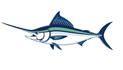 Fototapeta premium Majestic Marlin Illustration - marine conservation branding, ocean-inspired artwork, and anywhere the power and majesty of these magnificent pelagic fish need to be celebrated.
