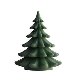 Fototapeta premium 3d minimalist isolated green christmas tree on transparent background nature element in clean environment simple design