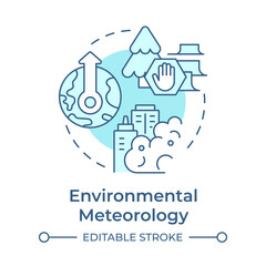 Naklejka premium Environmental meteorology soft blue concept icon. Weather and climate of ecosystems. Atmospheric science. Round shape line illustration. Abstract idea. Graphic design. Easy to use in article